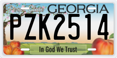 GA license plate PZK2514