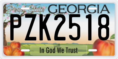 GA license plate PZK2518