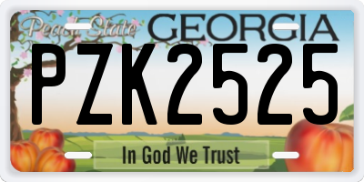 GA license plate PZK2525