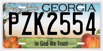 GA license plate PZK2554