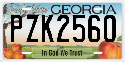 GA license plate PZK2560
