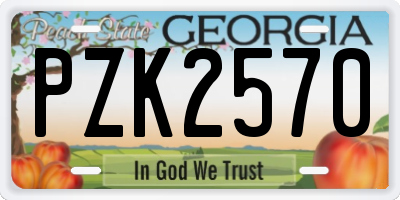 GA license plate PZK2570
