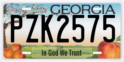 GA license plate PZK2575
