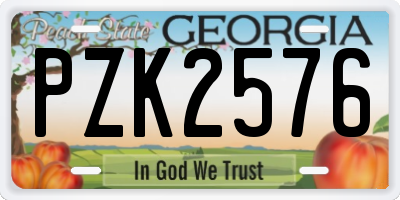 GA license plate PZK2576