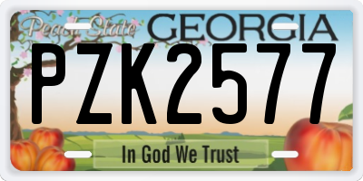 GA license plate PZK2577