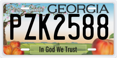GA license plate PZK2588