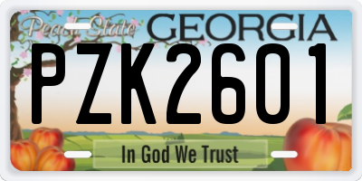 GA license plate PZK2601