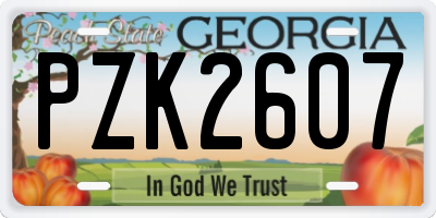 GA license plate PZK2607