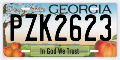 GA license plate PZK2623
