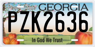 GA license plate PZK2636
