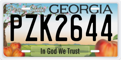 GA license plate PZK2644