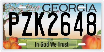 GA license plate PZK2648