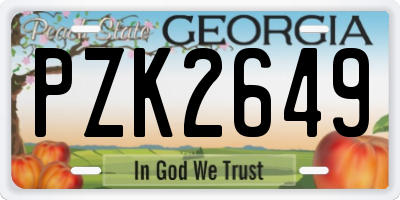 GA license plate PZK2649