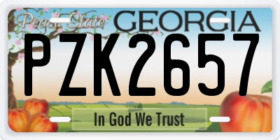 GA license plate PZK2657