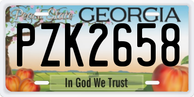 GA license plate PZK2658