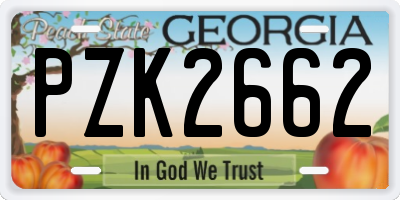 GA license plate PZK2662