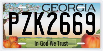 GA license plate PZK2669
