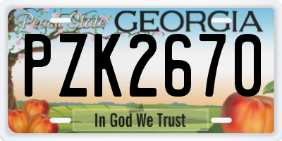 GA license plate PZK2670