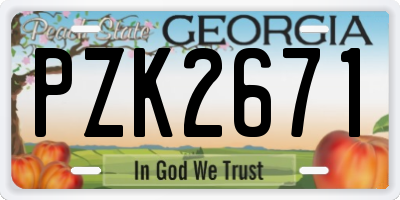 GA license plate PZK2671