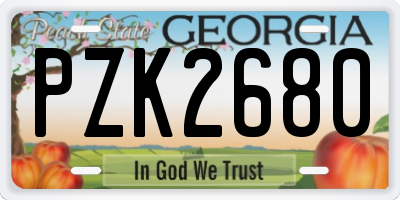 GA license plate PZK2680