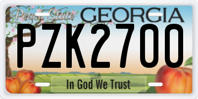 GA license plate PZK2700