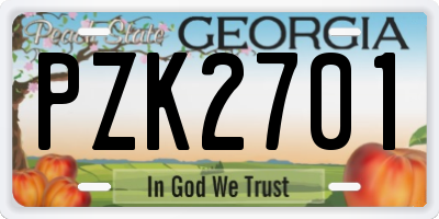 GA license plate PZK2701