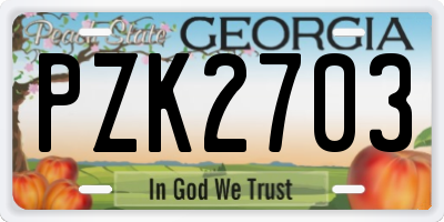 GA license plate PZK2703