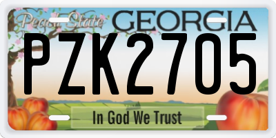 GA license plate PZK2705