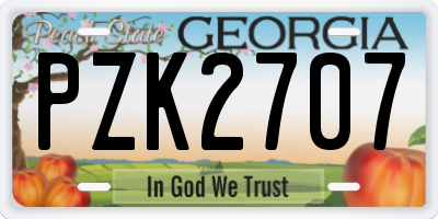 GA license plate PZK2707