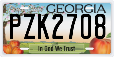 GA license plate PZK2708