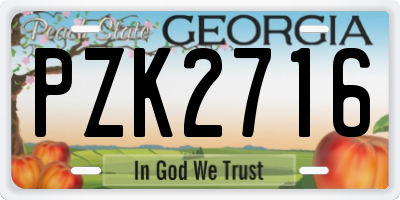 GA license plate PZK2716