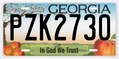 GA license plate PZK2730