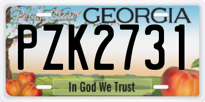 GA license plate PZK2731