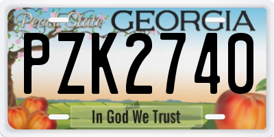 GA license plate PZK2740