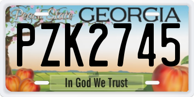 GA license plate PZK2745