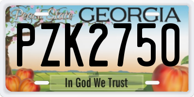 GA license plate PZK2750