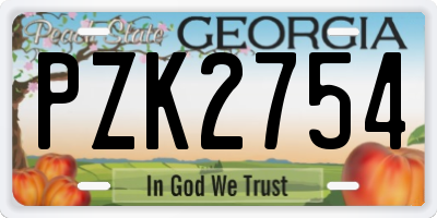 GA license plate PZK2754