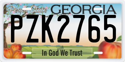 GA license plate PZK2765