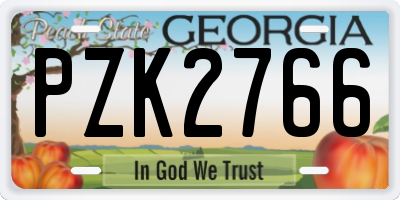 GA license plate PZK2766