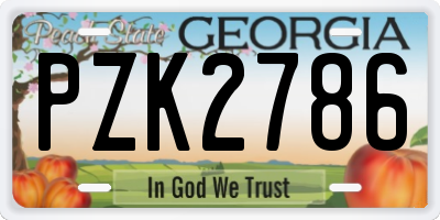 GA license plate PZK2786
