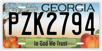 GA license plate PZK2794