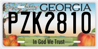 GA license plate PZK2810