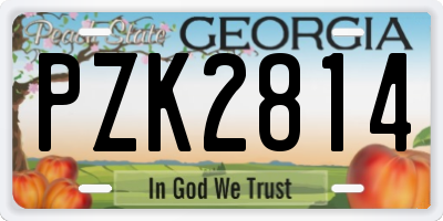 GA license plate PZK2814