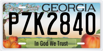 GA license plate PZK2840