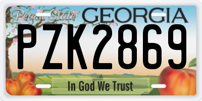 GA license plate PZK2869