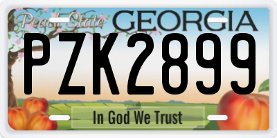 GA license plate PZK2899