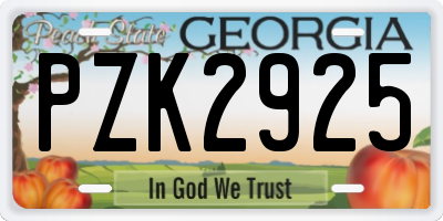 GA license plate PZK2925