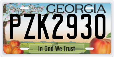 GA license plate PZK2930
