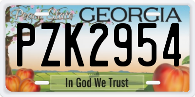 GA license plate PZK2954