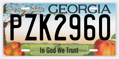 GA license plate PZK2960